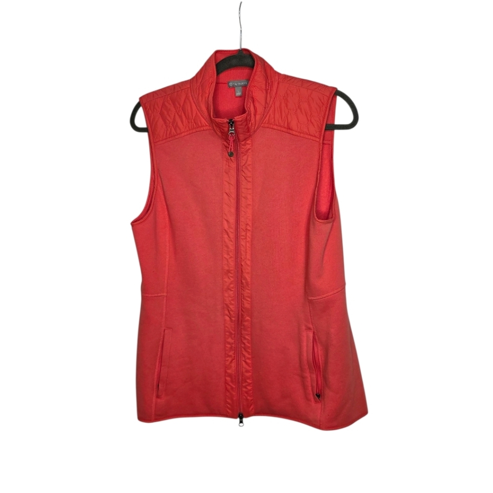 Womens Fleece Vest Full Zip Coral Large T By Talbots